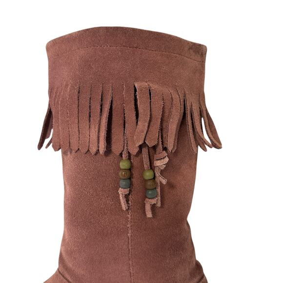 Vintage Y2K Pink Fringe Women’s Midi Boot Beaded Report Dubais Size 7 Boho - Picture 2 of 8